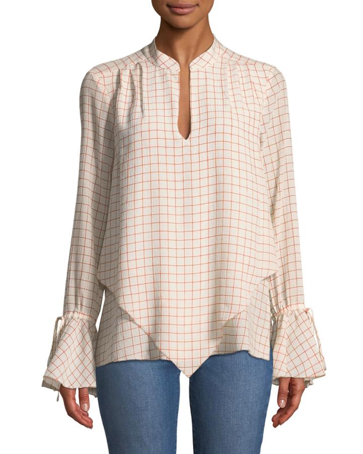 Layered Silk Bell-sleeve Blouse