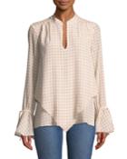 Layered Silk Bell-sleeve Blouse