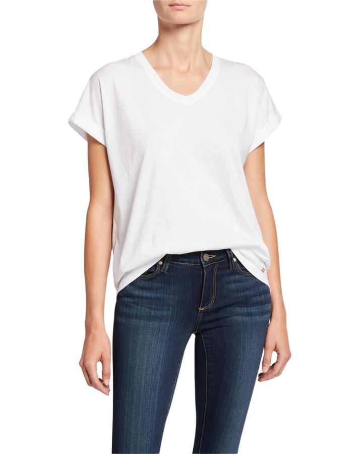 Scoop-neck Cotton High-low Top