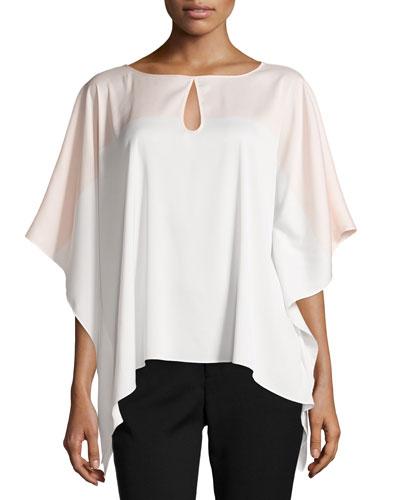 Everly Colorblock Keyhole Blouse, Dawn/ivory