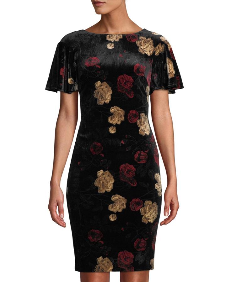 Printed Rose Flutter-sleeve