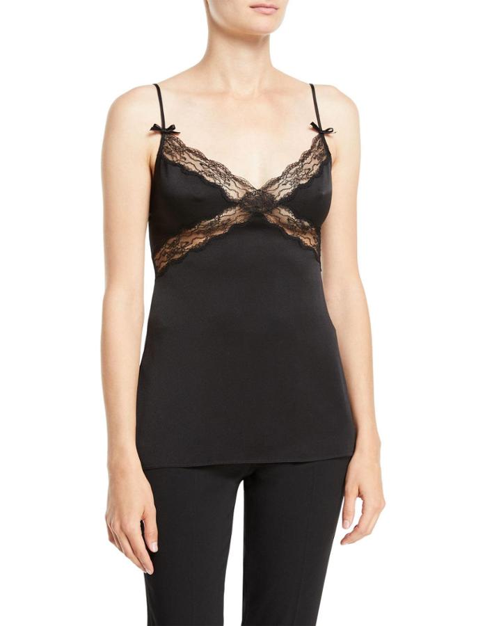 V-neck Satin Charmeuse Camisole W/