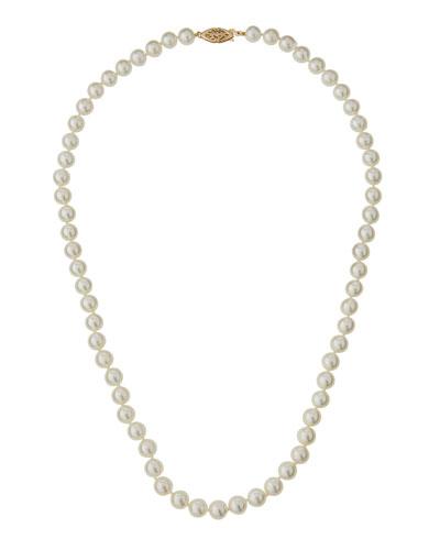 14k White Akoya Pearl Necklace,