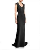 Crepe Geometric-neck Column Gown