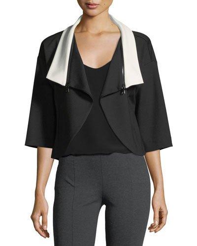 Portrait-collar Knit Jacket