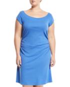 Ruched-waist Ballet-neck Dress,