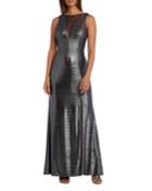 Long Sleeveless V-back Gown W/sheer Inset