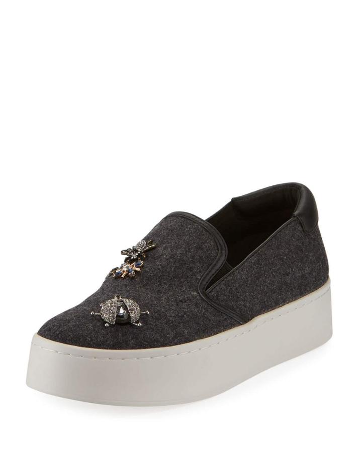 Joanie Embellished Wool Platform