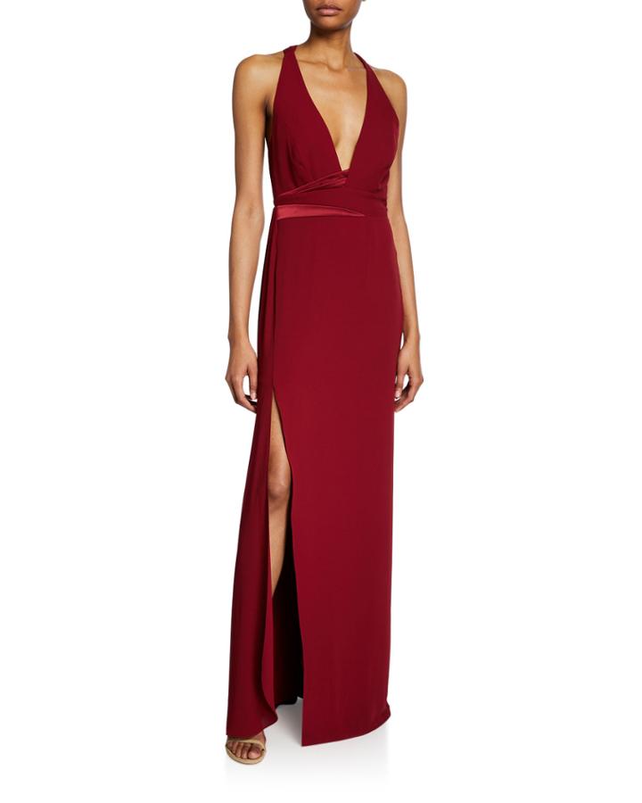 V-neck Halter Gown