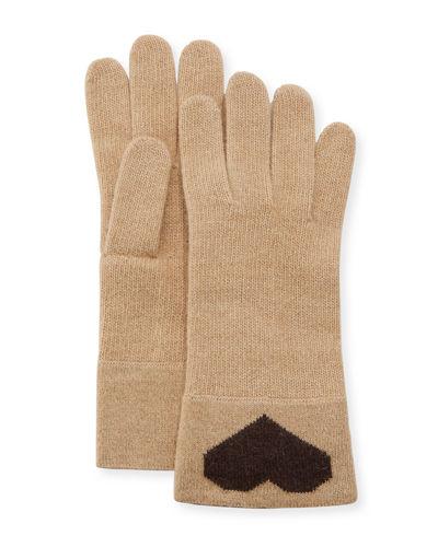 Heart-intarsia Knit Gloves