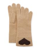 Heart-intarsia Knit Gloves