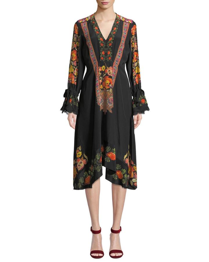 Lace-trim Engineered Floral-print