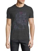 Men's Abstract-print Heathered Crewneck Short-sleeve T-shirt