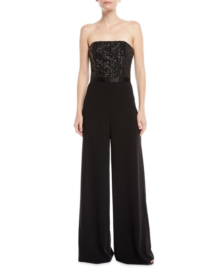 Strapless Flowy Embellished Jumpsuit