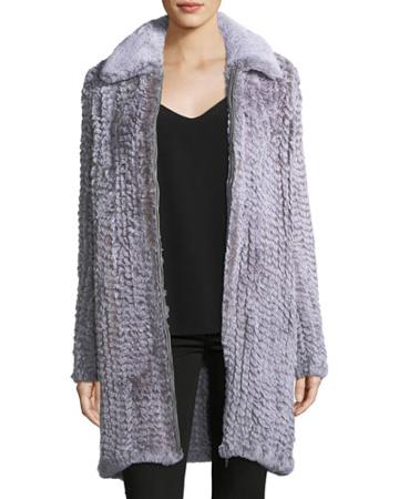 Knitted Faux-fur Walker Coat