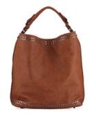 Studded Faux-leather Hobo Tote Bag