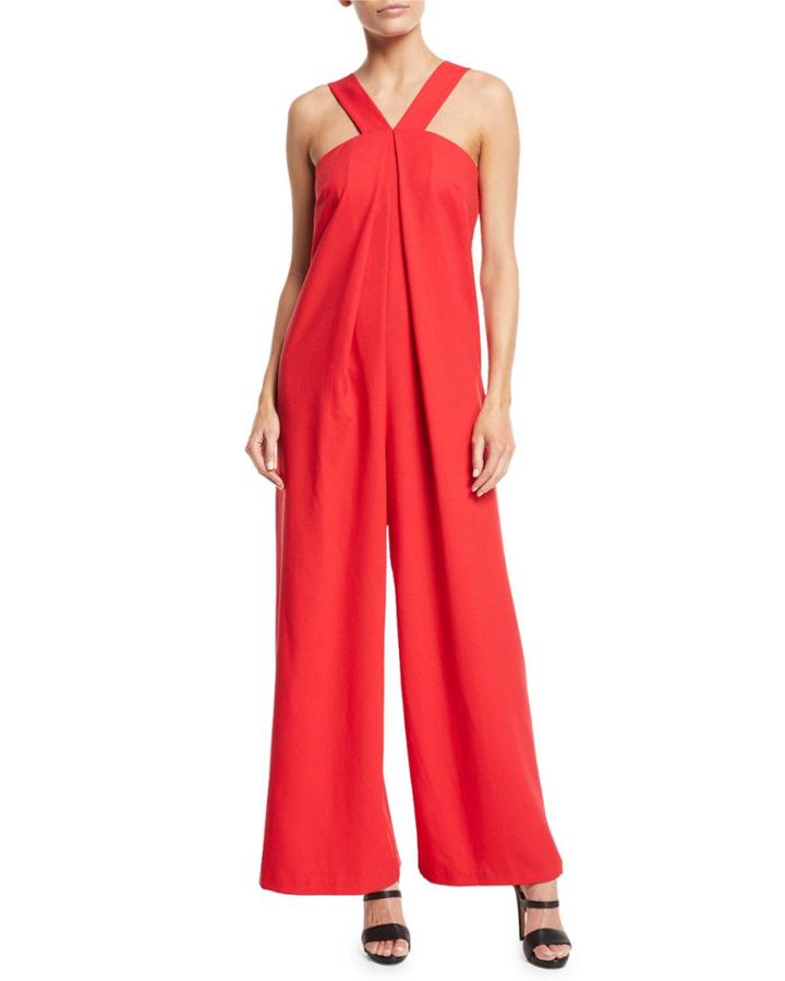 Wide-leg Pleated-front Jumpsuit