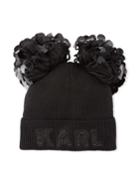 Karl Double Pompom Beanie W/disc