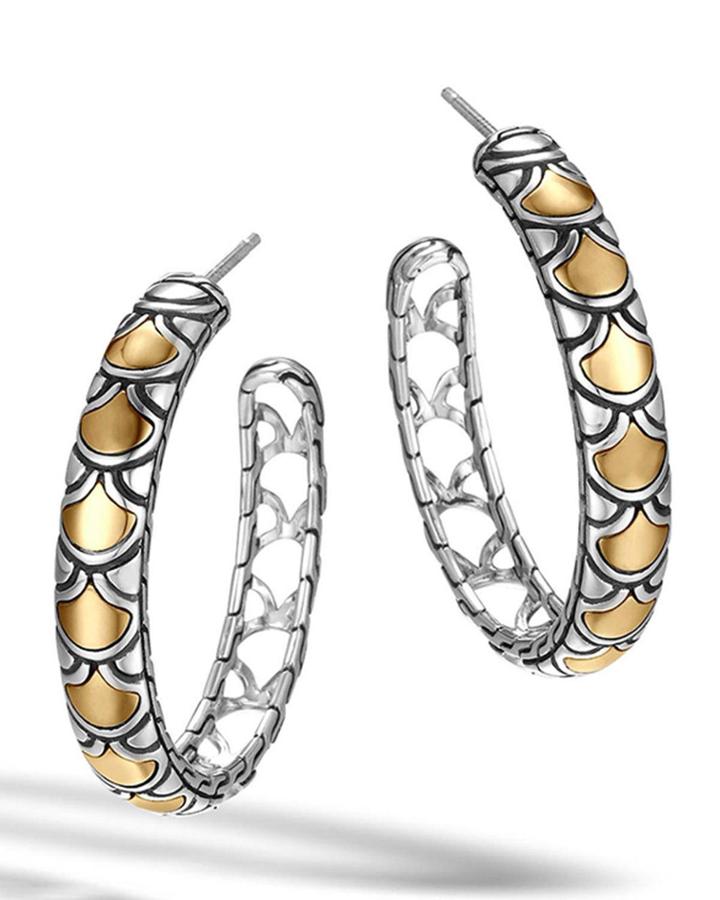 Legends Naga 18k Gold & Silver Medium Hoop Earrings
