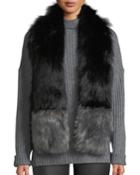Faux-fur Two-tone Scarf With Pockets