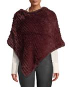 Faux Fur Knit Poncho, Wine