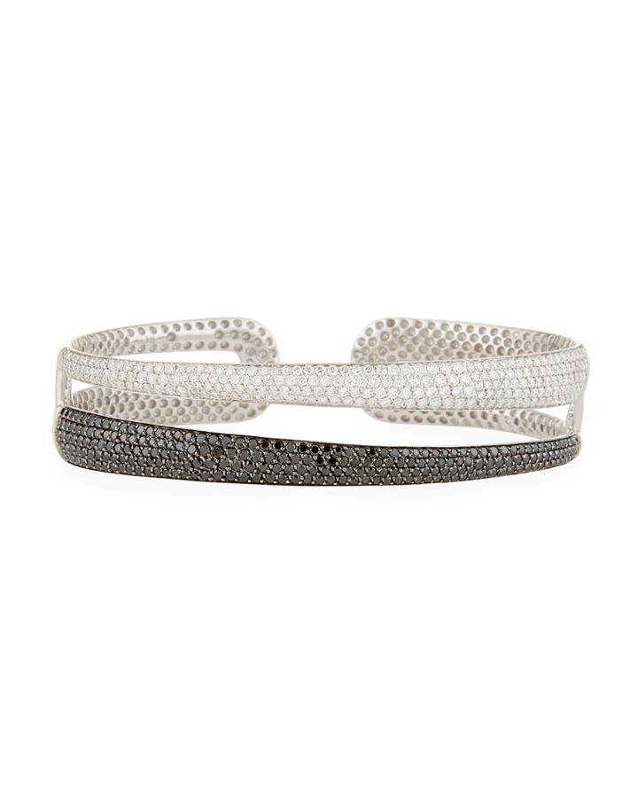 18k White Gold Scalare Two-tone Diamond Bangle