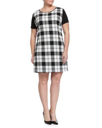 Zebra-print Short-sleeve Shift Dress, Black/white, Women's