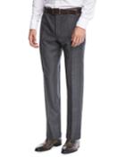 Parker Flat-front Grid-effect Sharkskin Trousers