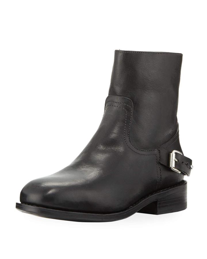 Oliver Buckled Lamb-leather Moto Ankle Boot