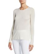 Long-sleeve Jewel-neck Pullover
