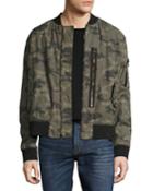 Camo Puffy Bomber Jacket, Green