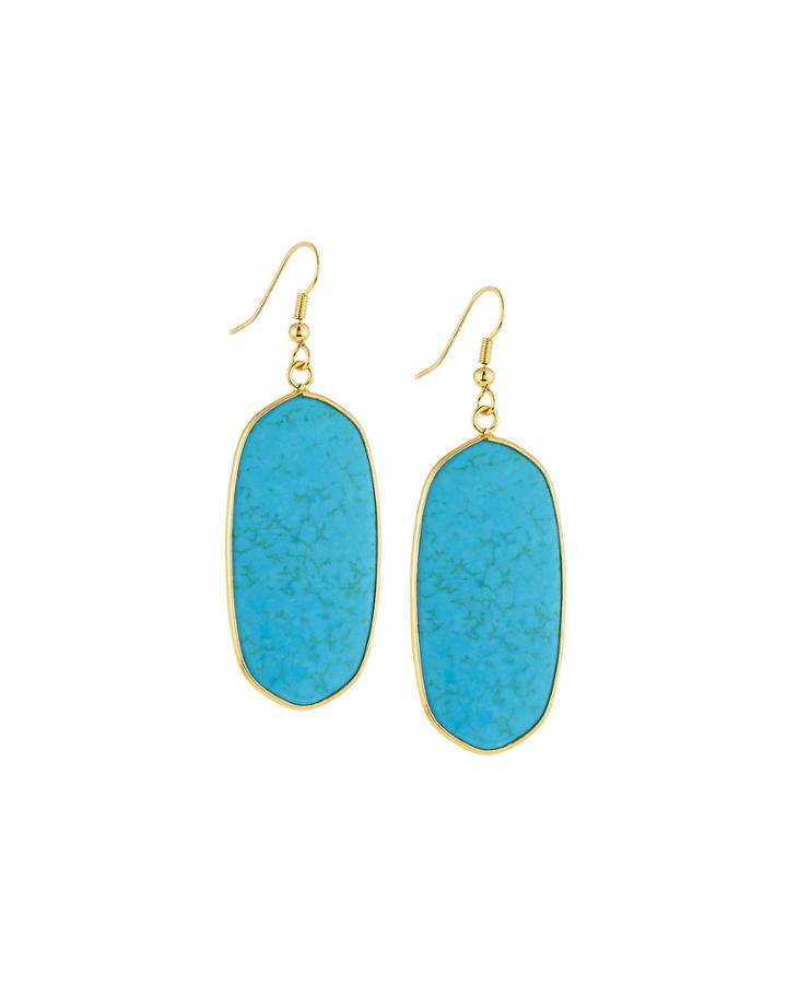Elongated Stone Drop Earrings, Turquoise
