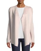 Streamlined Suede Sweater W/ Open Front