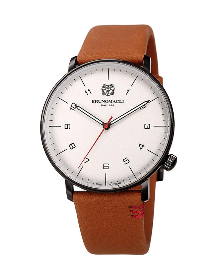 Men's 43mm Roma Moderna Watch W/ Italian Leather Strap, Tan/white