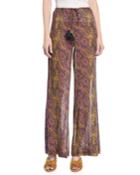 Estela Wide-leg Lala Wallpaper-print Crepe Pants