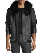 Long Leather Zip-front Coat
