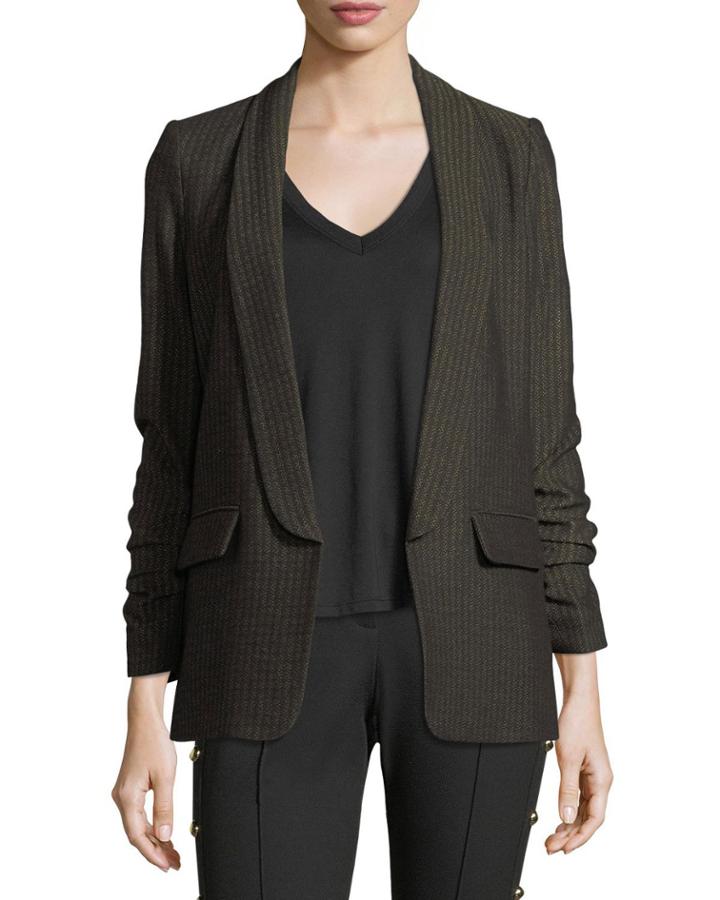 Clay Open-front Shawl-lapel Boyfriend Blazer