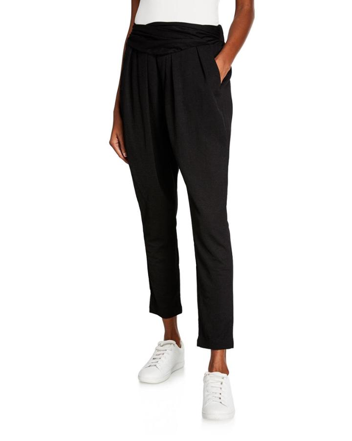High-waist Straight-leg Pleated Pants