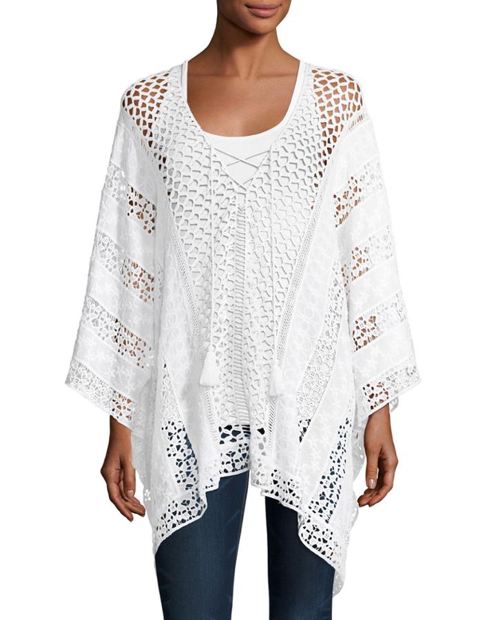 Lace Embroidered Voile Poncho