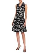 Abstract Print Fit-&-flare Wrap Dress