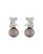 14k Crisscross Pearl Drop Earrings