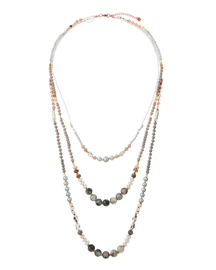 Mixed Stone & Pearl Layered Necklace