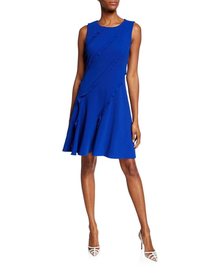 Asymmetric Ruffle Seam A-line Dress