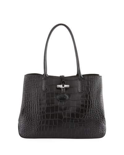 Roseau Croc-embossed Leather Tote Bag