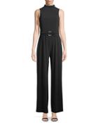 Mock-neck Belted Jumpsuit