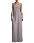Sleeveless Ruched Chiffon Gown