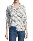 Elisa Button-front Printed Blouse