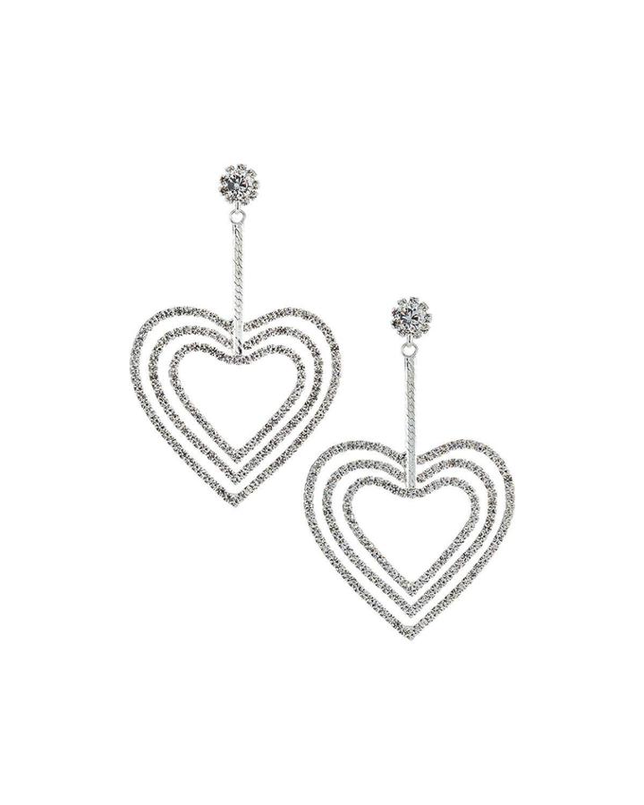 Crystal 3-heart Earrings