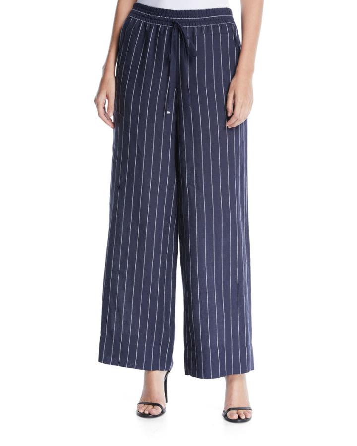 Allen Striped Linen Wide-leg Pants