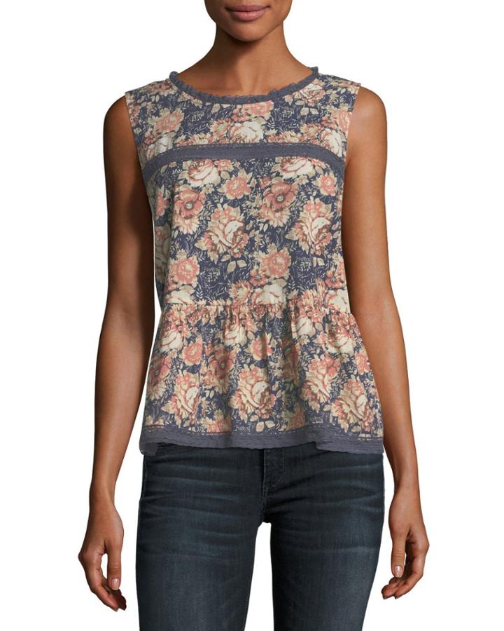 The Peplum Floral-print Tank W/